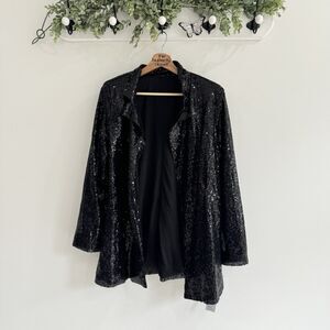 New Cupshe Black Fully Sequined Open Front Jacket Holiday